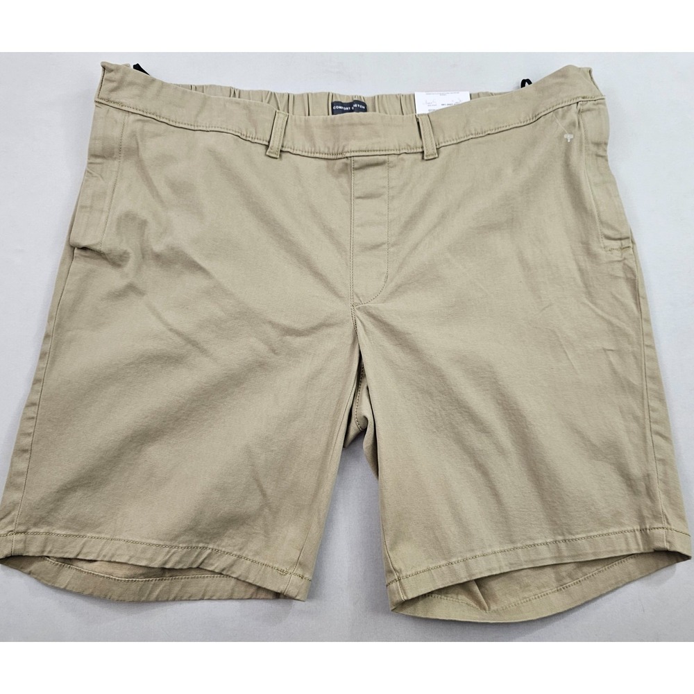 St. John's Bay flat front shorts mens W 44 khaki tan pockets zip 10" zip $48